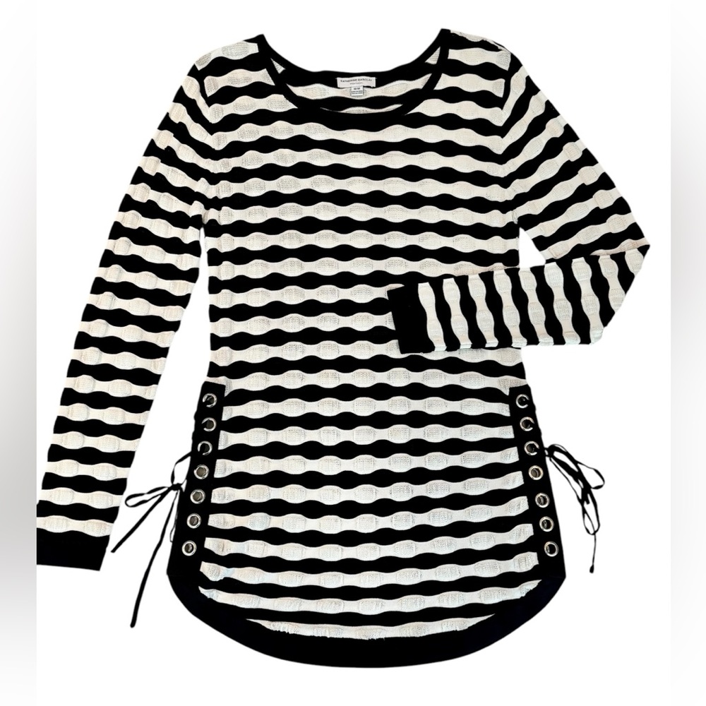 KATHERINE BARCLAY Montreal Black & White Striped Top, Women's M, NWOT
